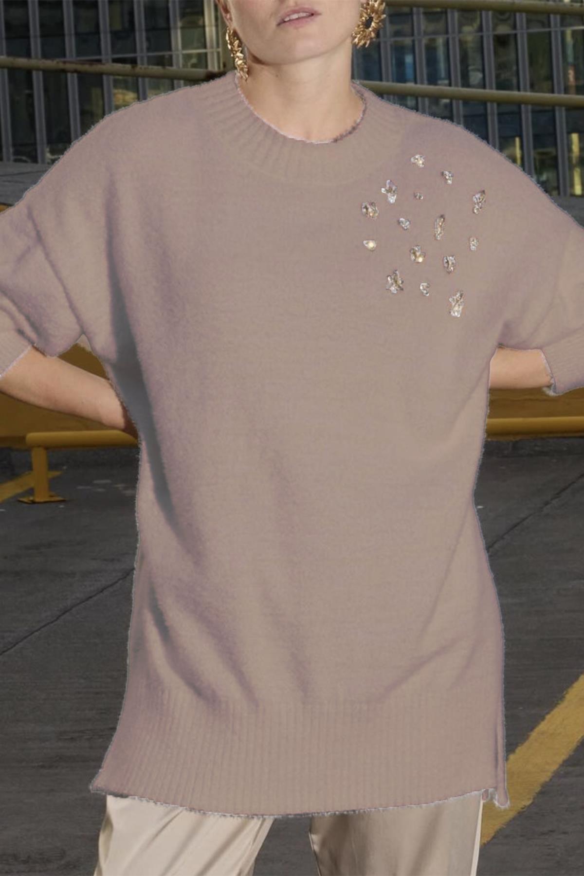 Missemramiss Maglione Angora Kazak Tunik 4572 Bej