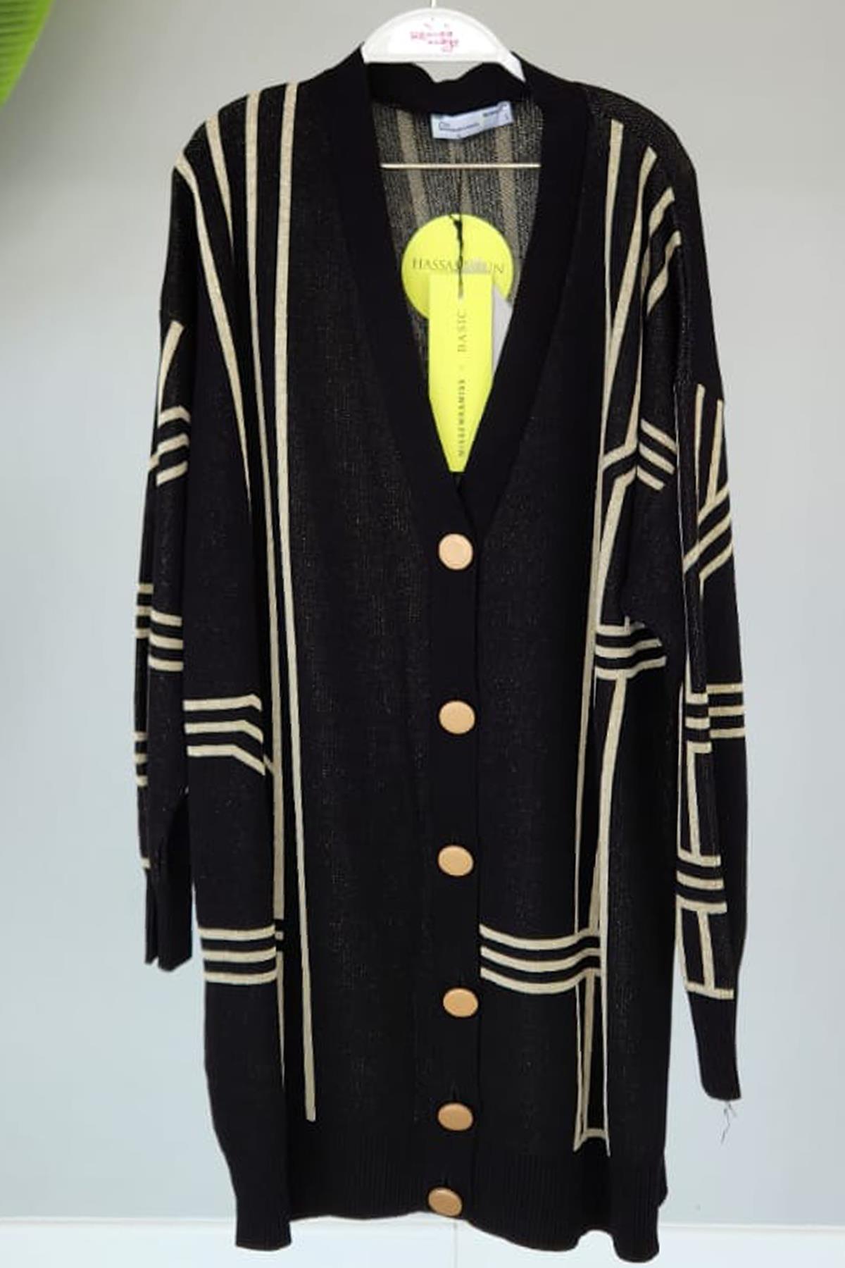 Missemramiss Modern Desen Simli Triko Hırka 4089 Siyah