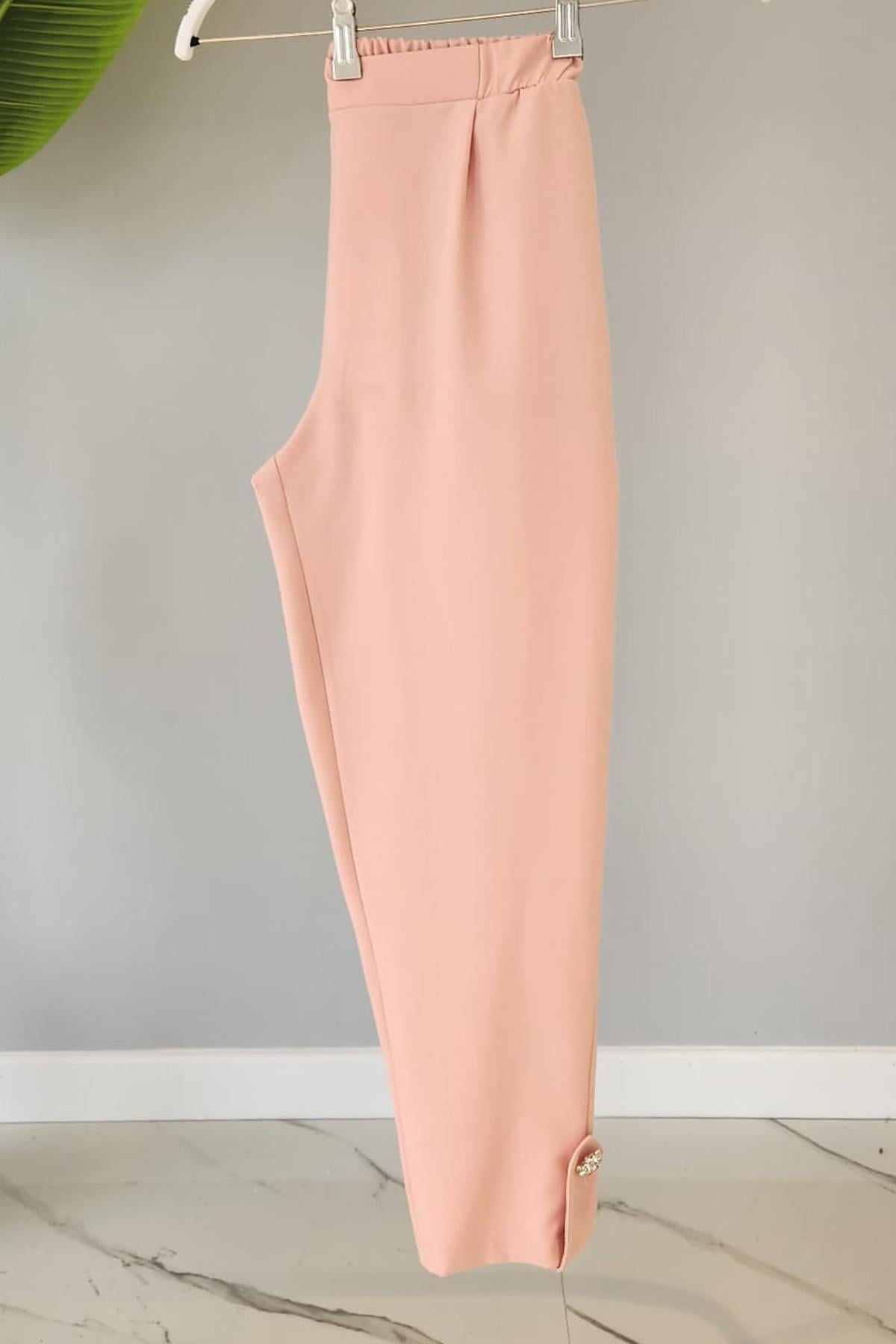 Missemramiss Paça Bant Detay Havuç Pantalon 4157 Pudra