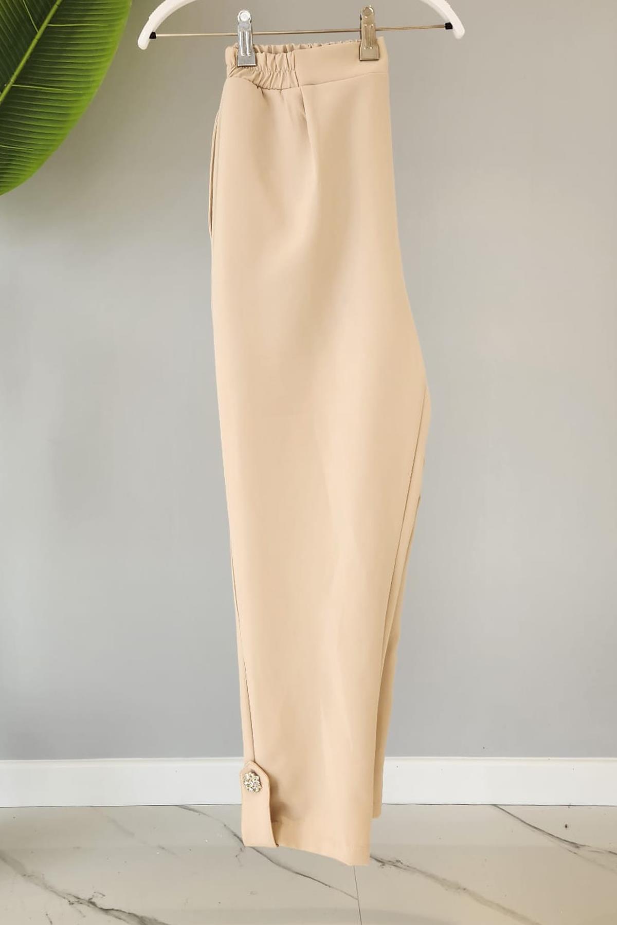 Missemramiss Paça Bant Detay Havuç Pantalon 4157 Bej