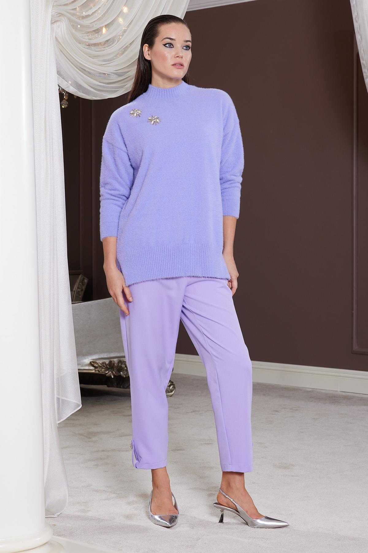 Missemramiss Paça Bant Detay Havuç Pantalon 4157 Lila