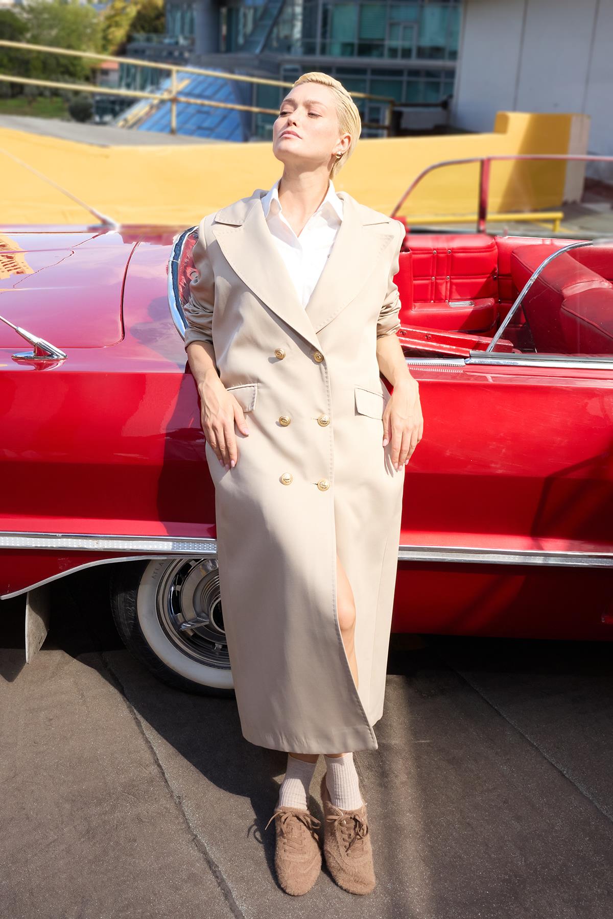 Missemramiss Rosa Blazer Trençkot 4551 Bej