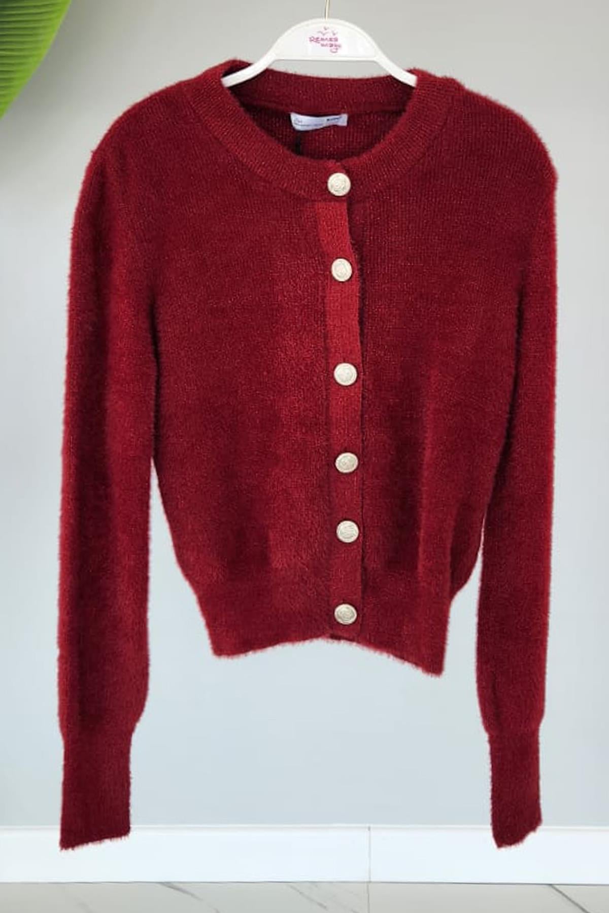 Missemramiss Simli Midi Angora Hırka 4088 Bordo