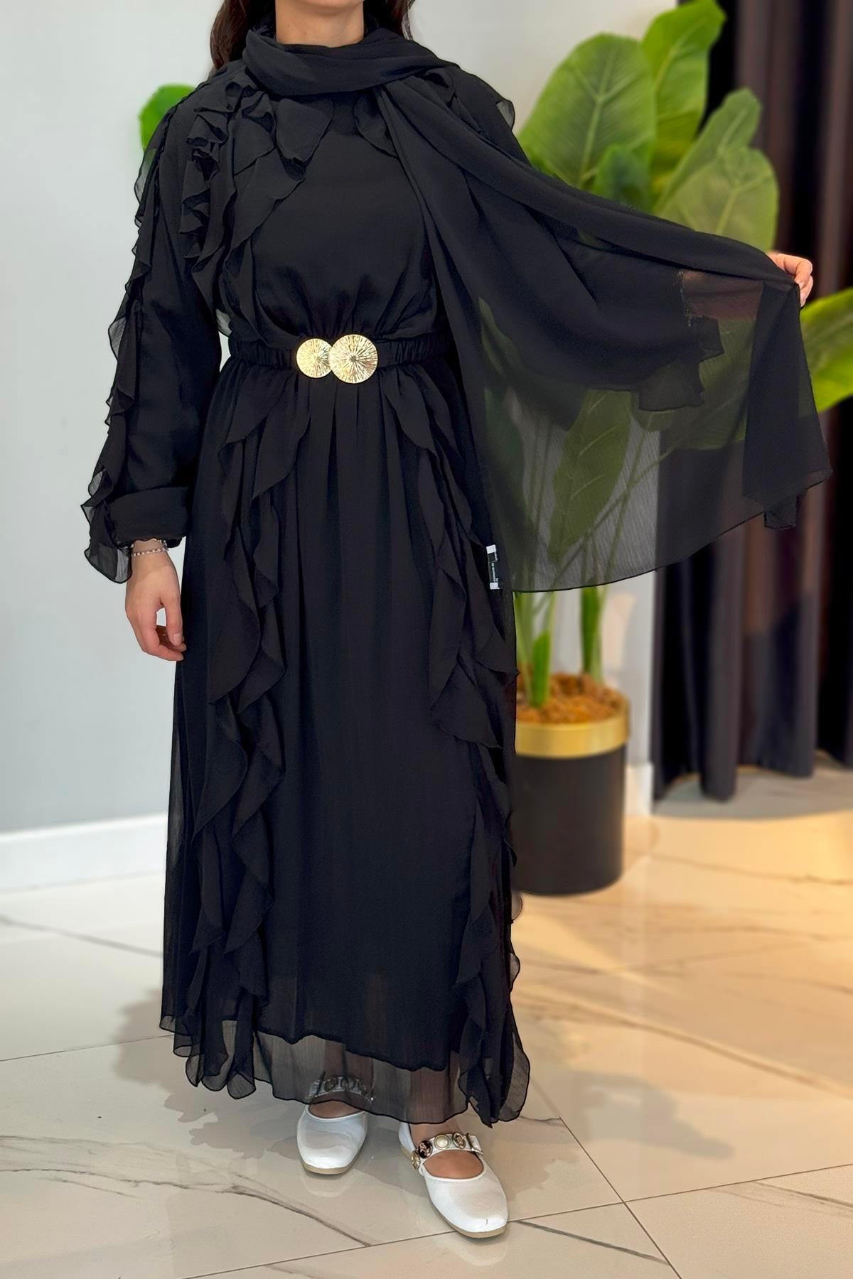 Missemramiss Special Ruffle Elbise 4807 Siyah