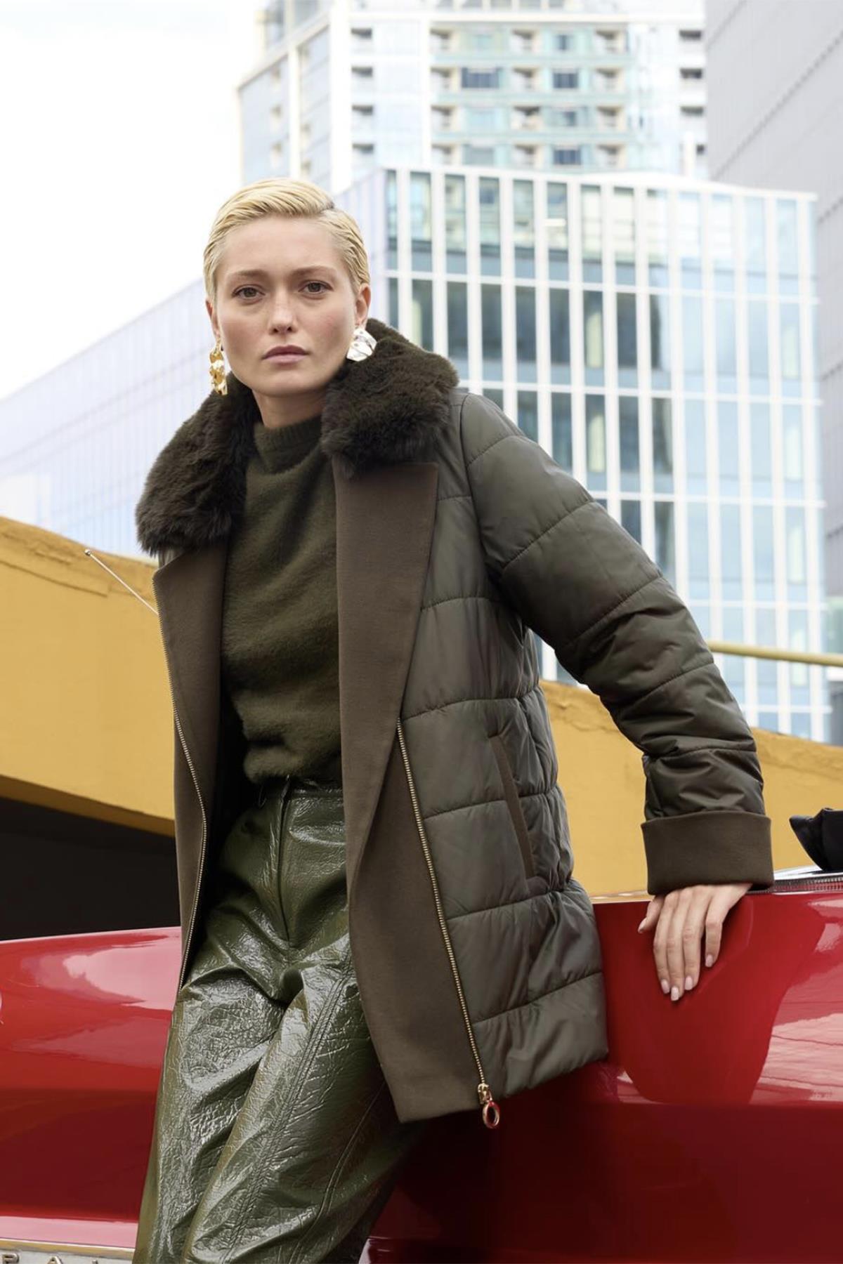 Missemramiss Speciale Biker Şişme Mont 4557 Haki 