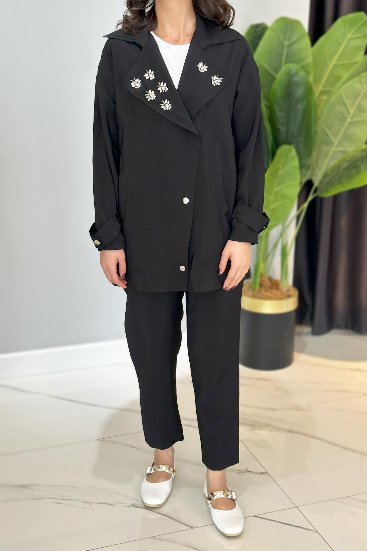 Missemramiss Taş Detay Pantolonlu Takım 4773 Siyah