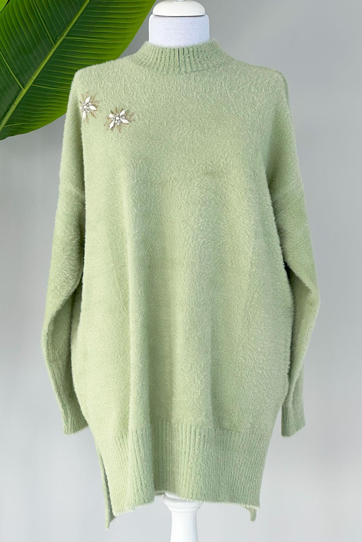 Missemramiss Taş İşlemeli Angora Kazak 4224 Mint