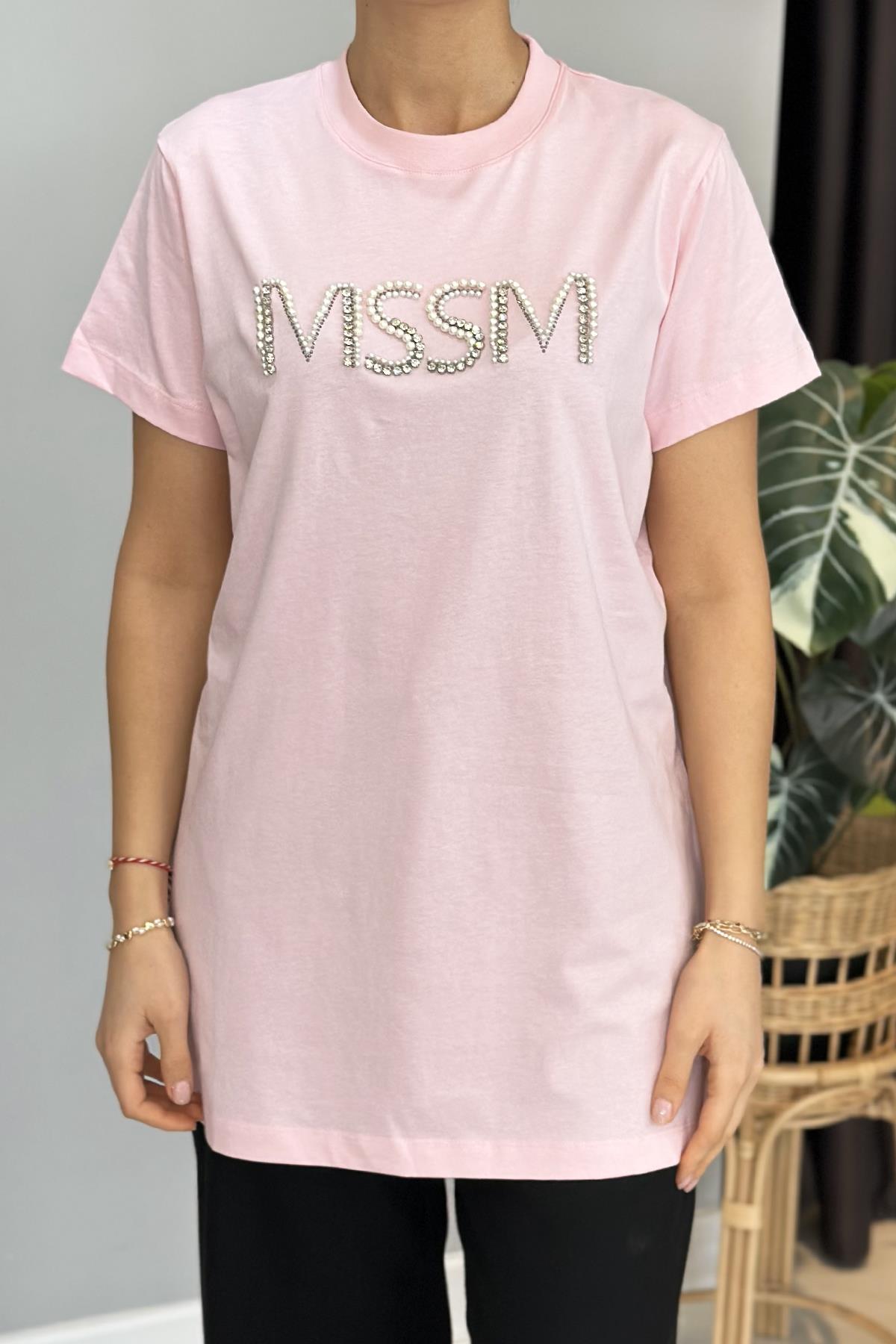 Missemramiss Taşlı Tshirt Tunik 4741 Pembe