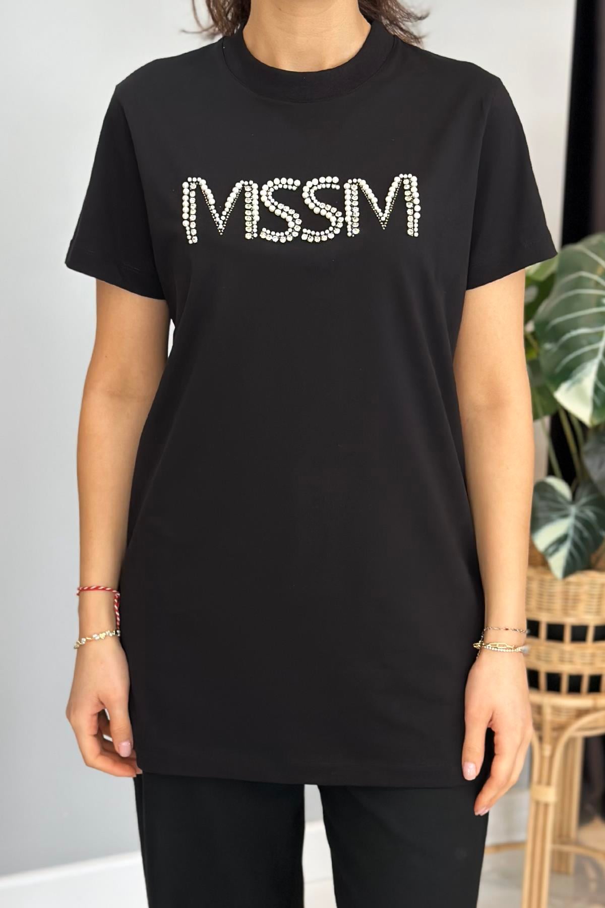 Missemramiss Taşlı Tshirt Tunik 4741 Siyah