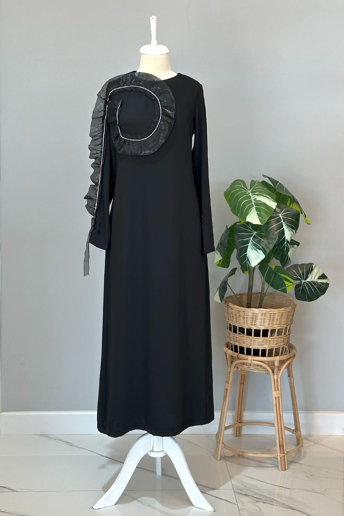 Missemramiss Tül Detay Stile Elbise 4325 Siyah