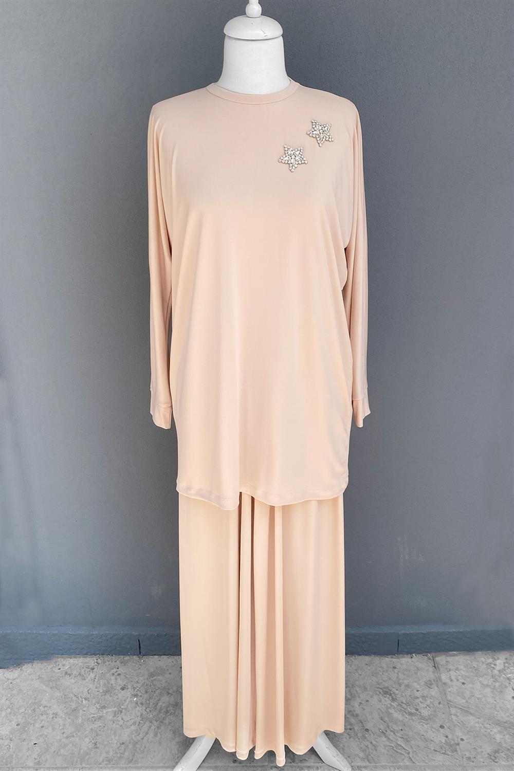 Missemramiss Venezia Broşlu Pantolonlu Sandy Takım 3909 Bej