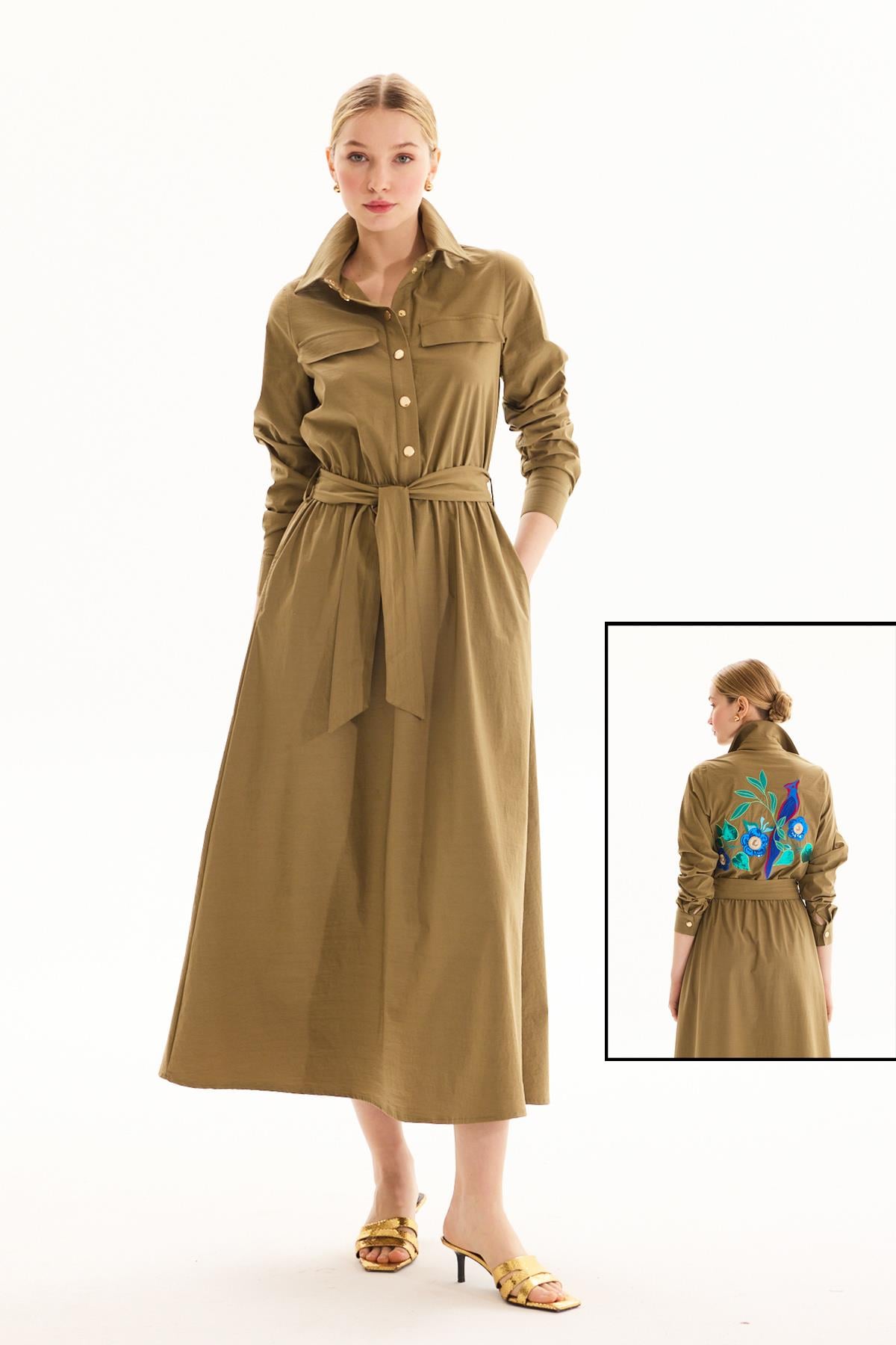 Missemramiss Visione Nakışlı Elbise 4783 Haki