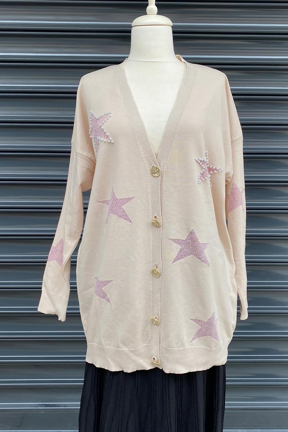 Missemramiss Yıldız Simli Merserize Hırka 3841 Bej