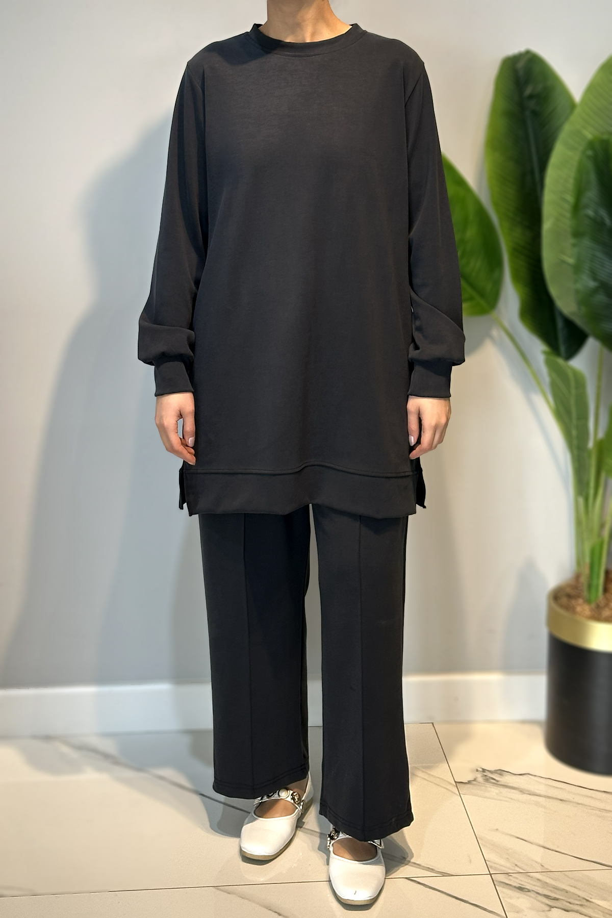 Modal Basic Pantolonlu Takım 1009 Siyah