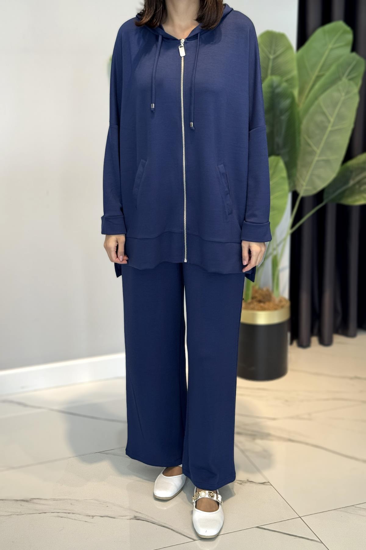 Modal Kapüşonlu Basic Takım 3111 Lacivert