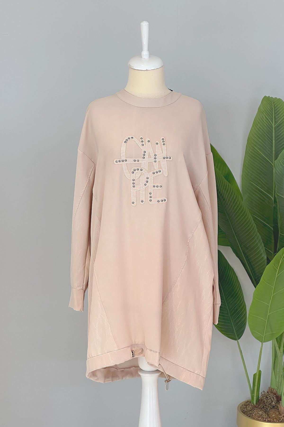 Nakış Detay Basic Tunik Sweat 10442 Bej