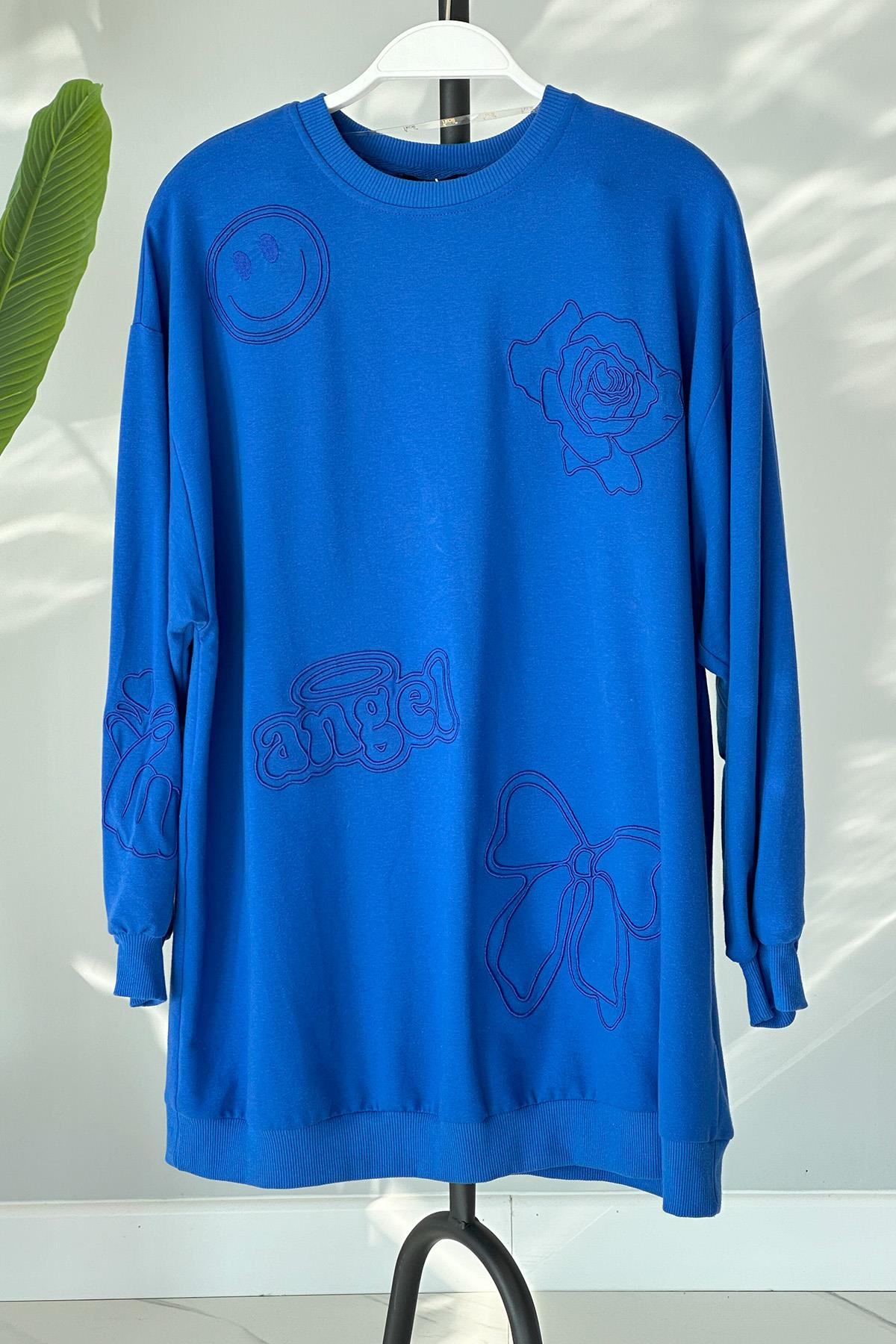 Nakış Detaylı Sweat Tunik 31350 Saks