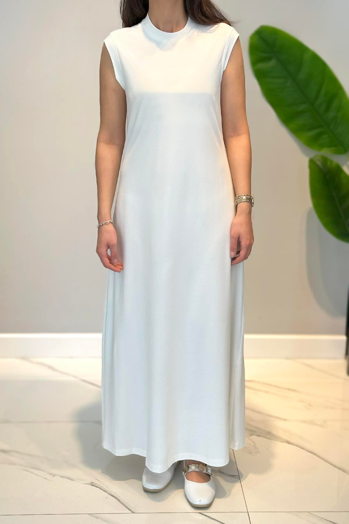 Nuss Basic Kolsuz Elbise İçlik Elbise 2060 Ekru