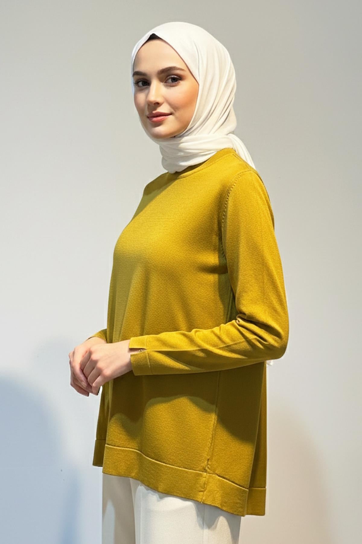 Nuss Basic Triko Tunik 902 Yağ Yeşil