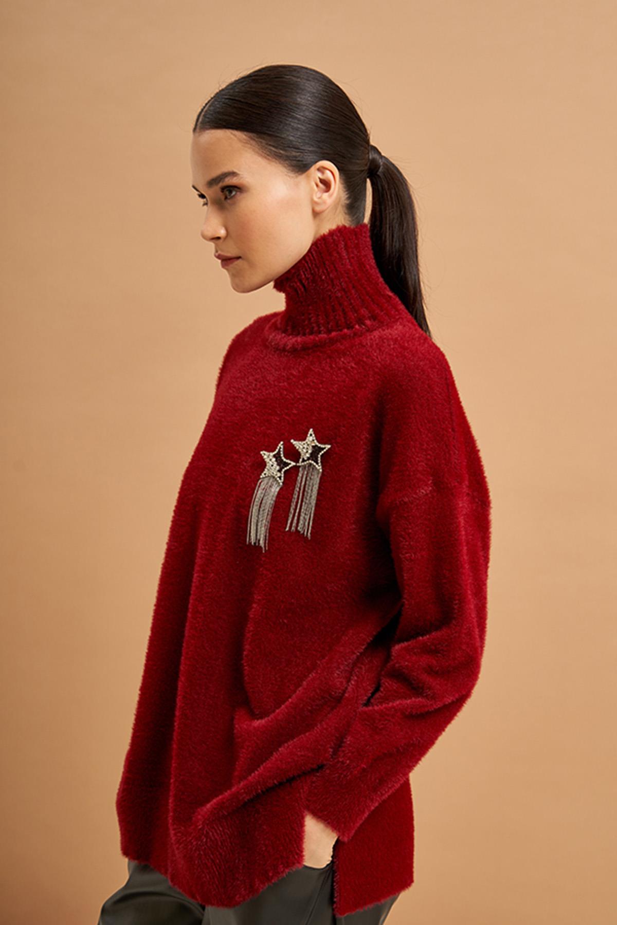 Nuss Boğazlı Angora Kazak 200 Bordo