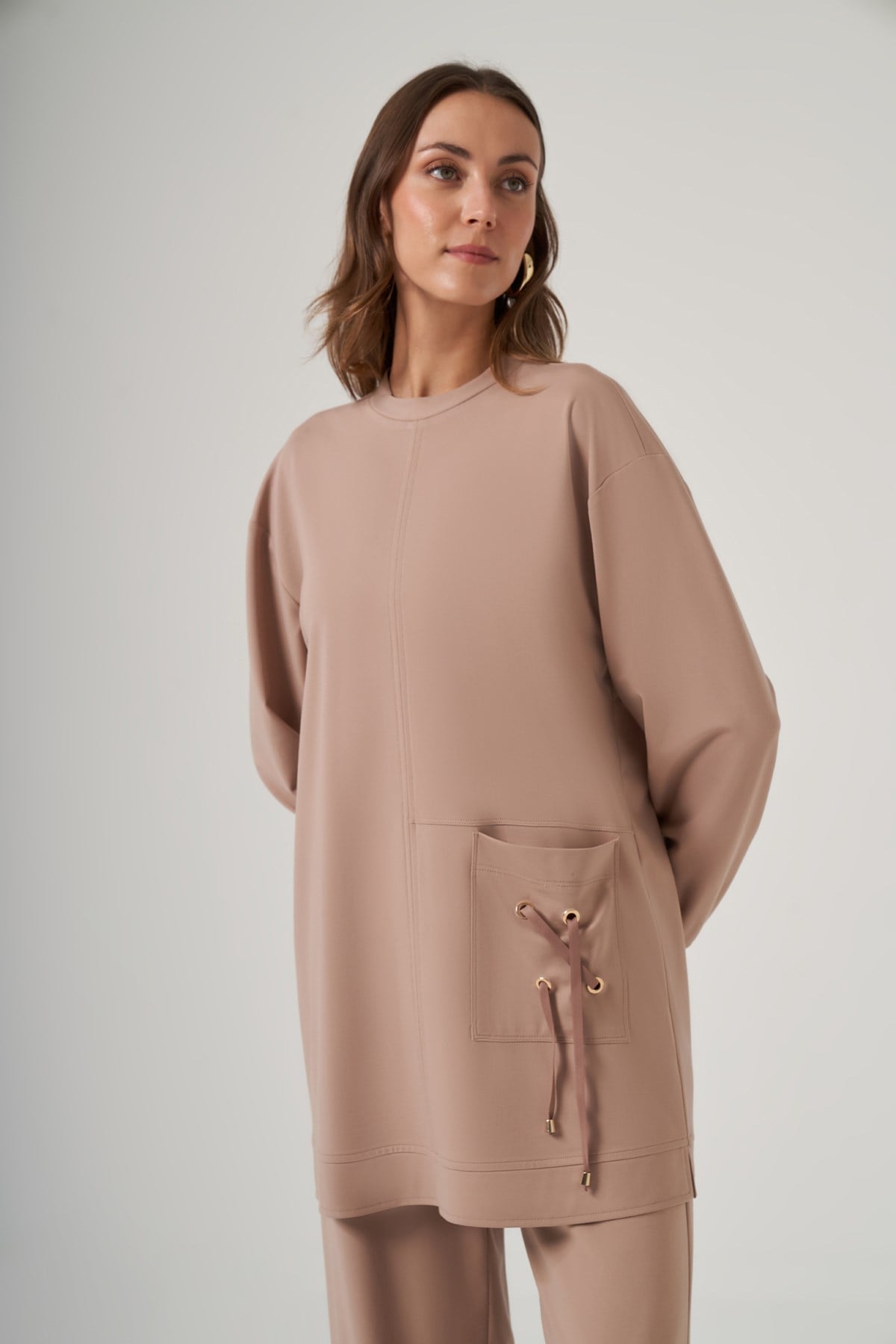 Nuss Cep Detay Pantolonlu Takım 1094 Camel