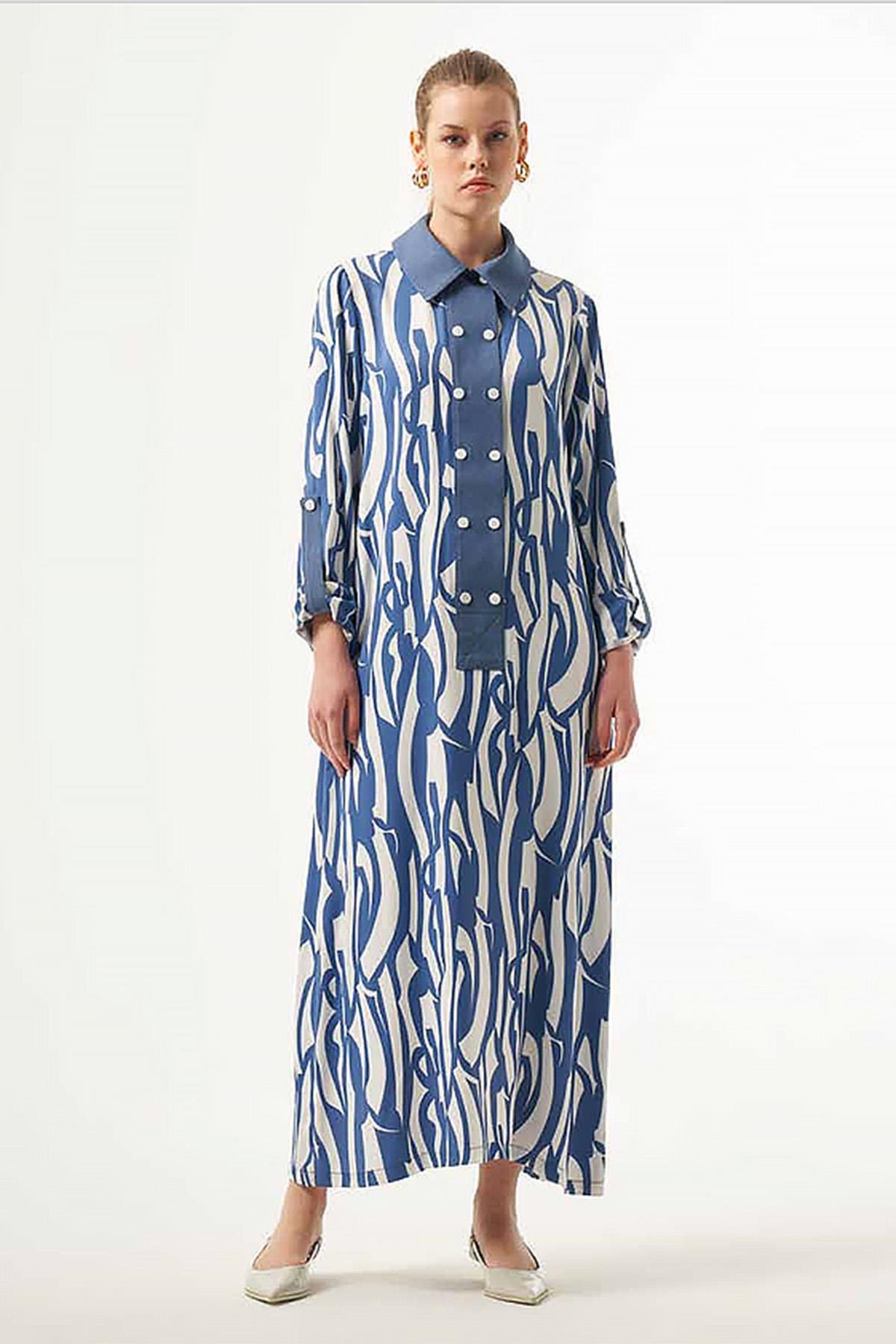 Nuss Çıt Çıt Detaylı Elbise 2003 Mavi