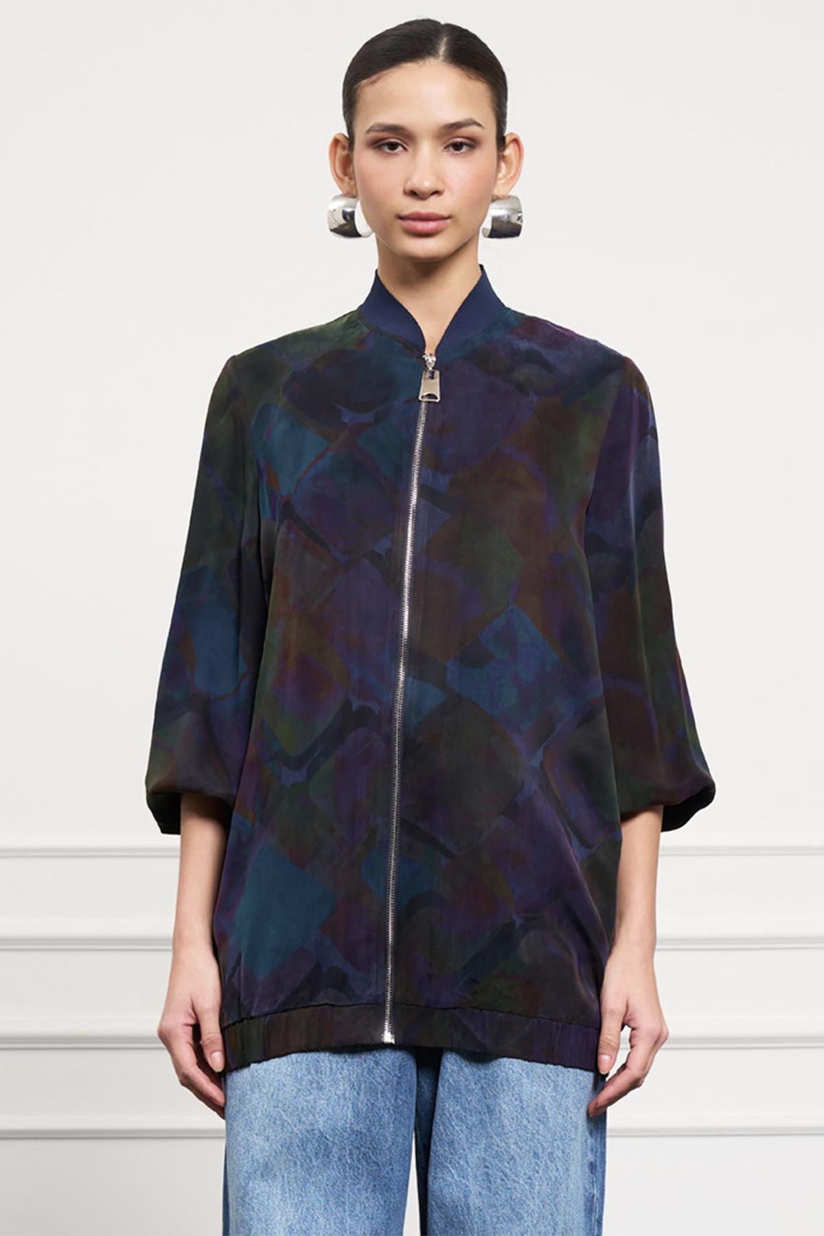 Nuss Cupra Fermuarlı Ceket 6047 Lacivert01