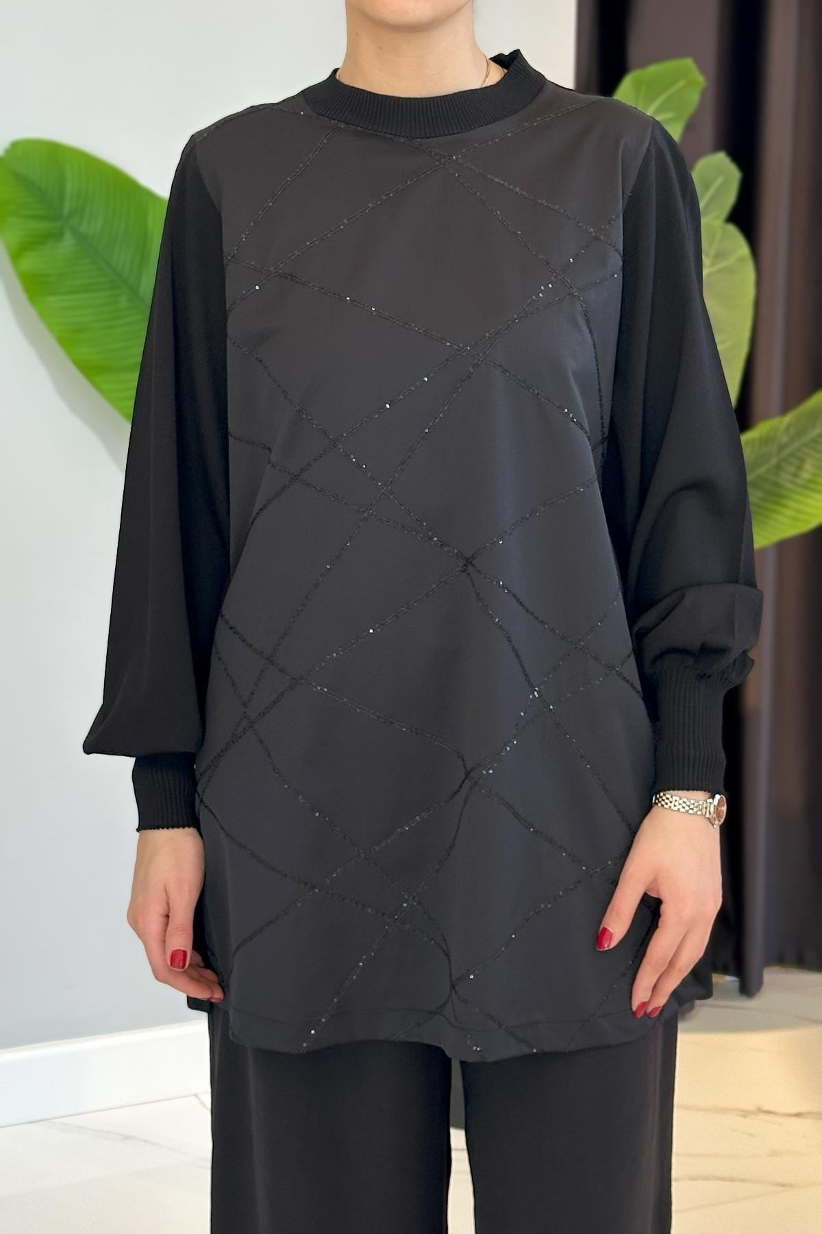 Nuss Düz Kesim Tunik 3016 Siyah