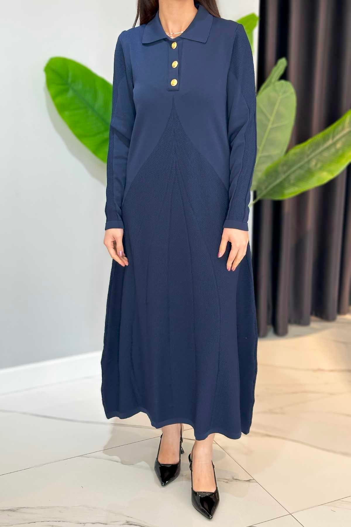 Nuss Elbise 1423 Lacivert