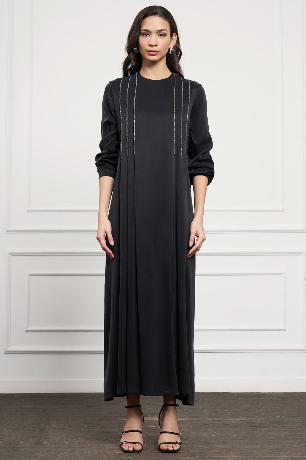 Nuss İşleme Detay Elbise 2056 Siyah