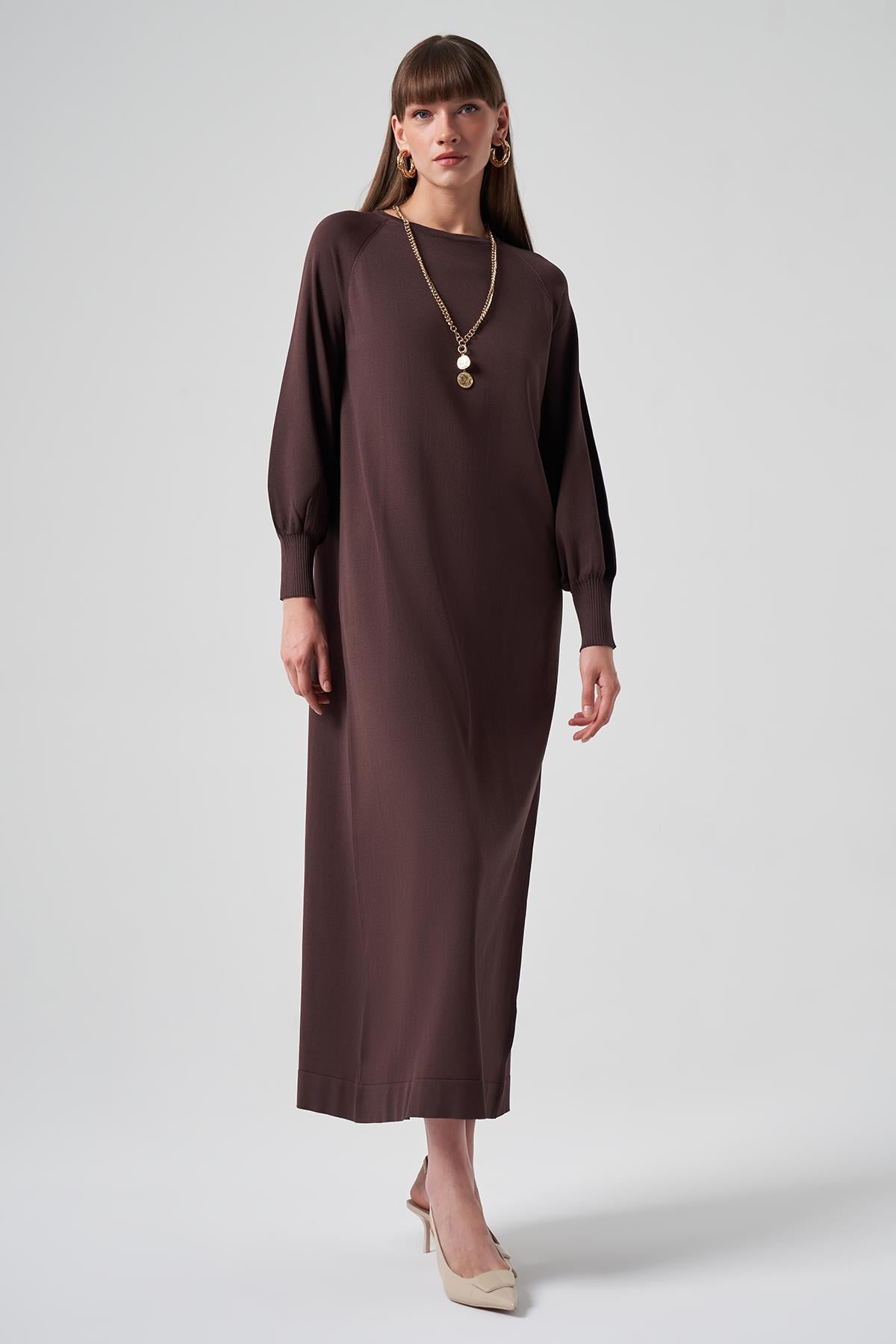 Nuss Merserize Basic Elbise 518 Kahve