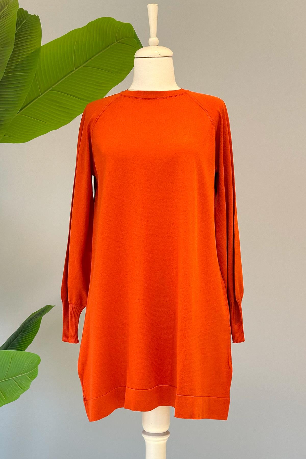 Nuss Merserize Bilek Detaylı Basic Tunik 500 Kiremit