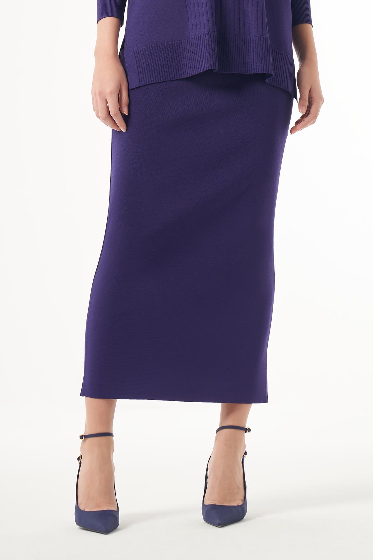 Nuss Merserize Çelik Örme Etek NS-23K-013ETK Mor