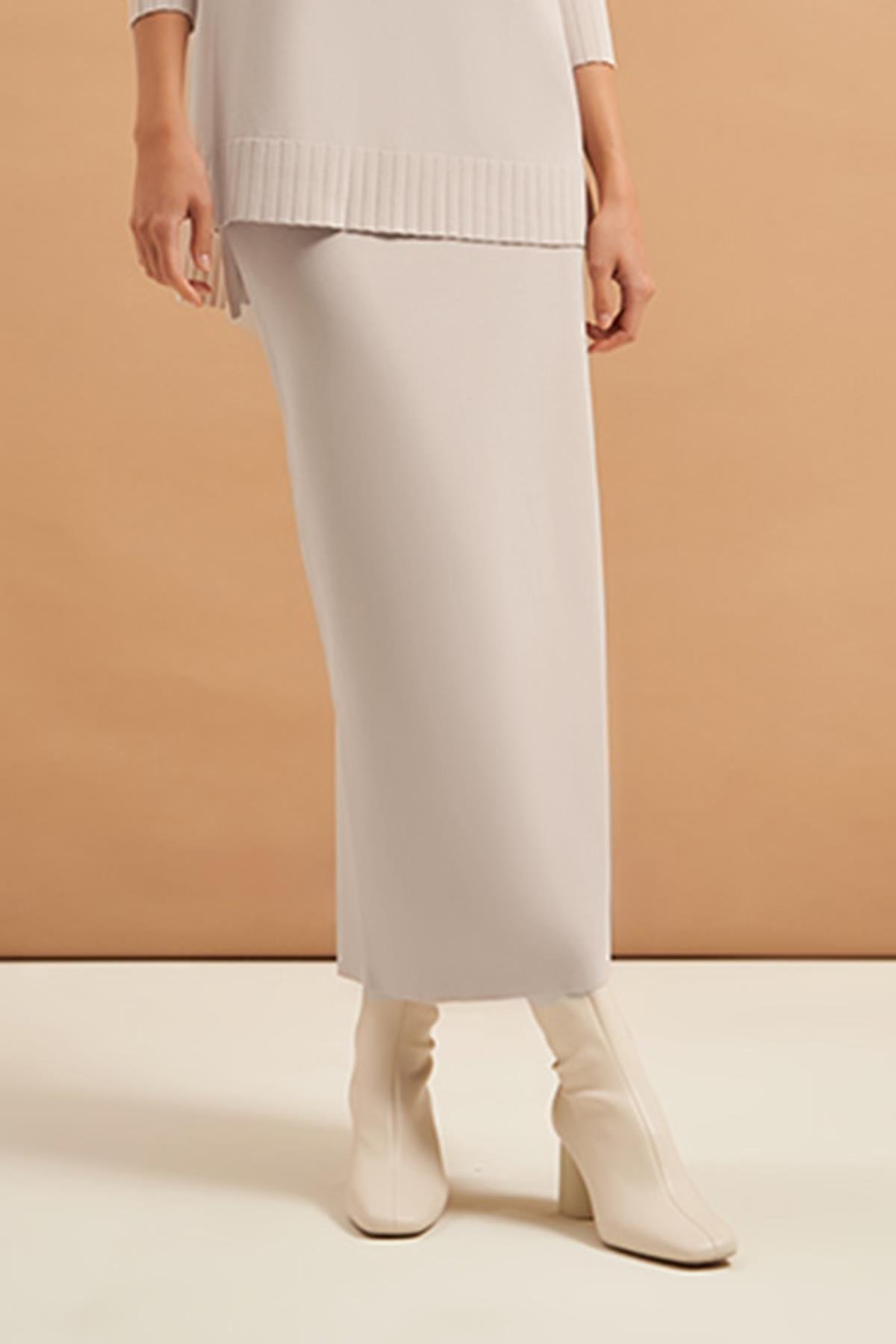 Nuss Merserize Çelik Örme Etek NS-23K-013ETK Taş