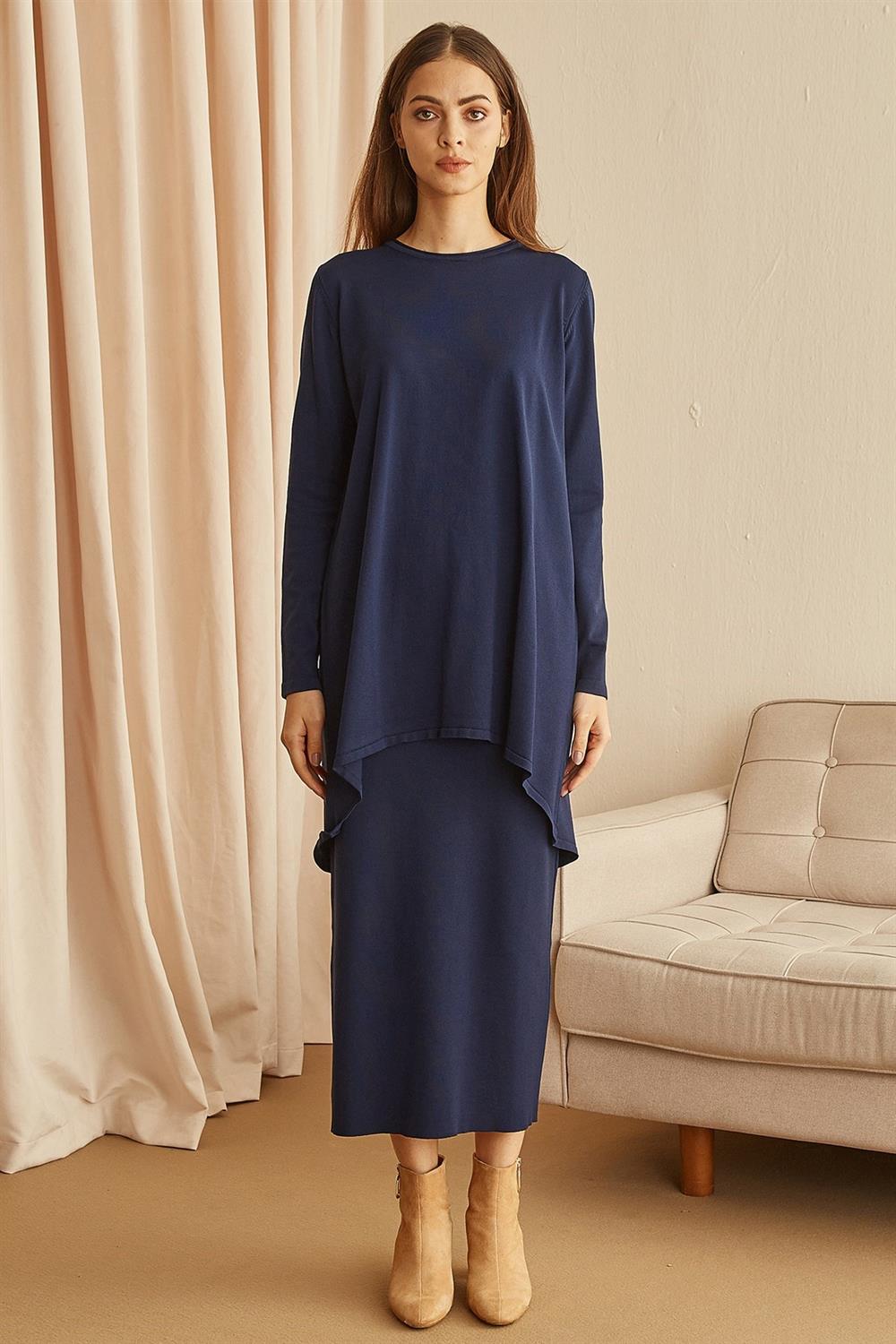 Nuss Merserize Çelik Örme Etek NS-23K-013ETK Lacivert