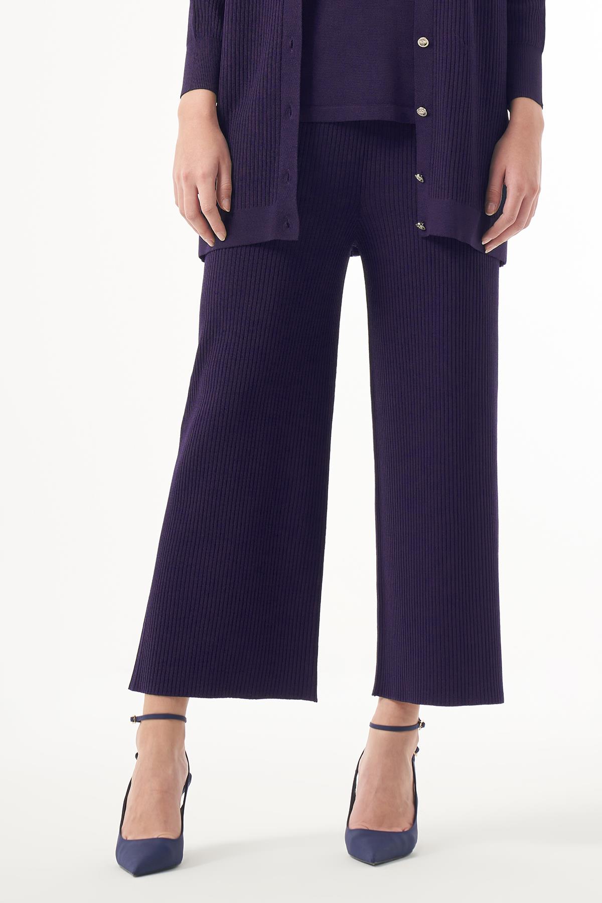 Nuss Merserize İnce Fitilli TEK Pantolon 1100 Mor