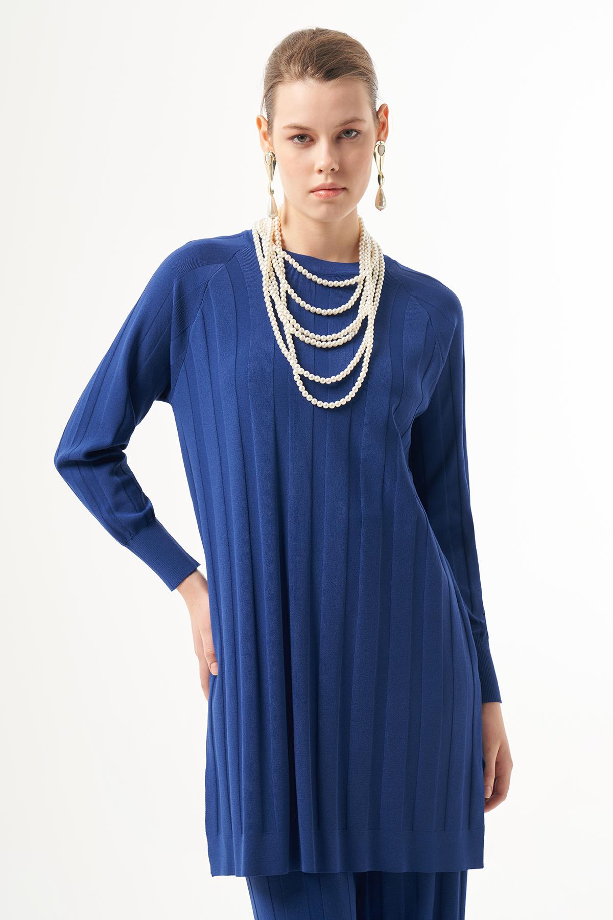 Nuss Merserize Kalın Fitilli Tunik 1101 Saks