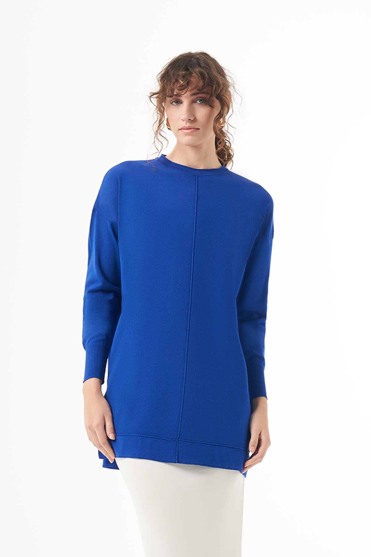 Nuss Merserize Kısa Tunik Bluz 1201 Saks