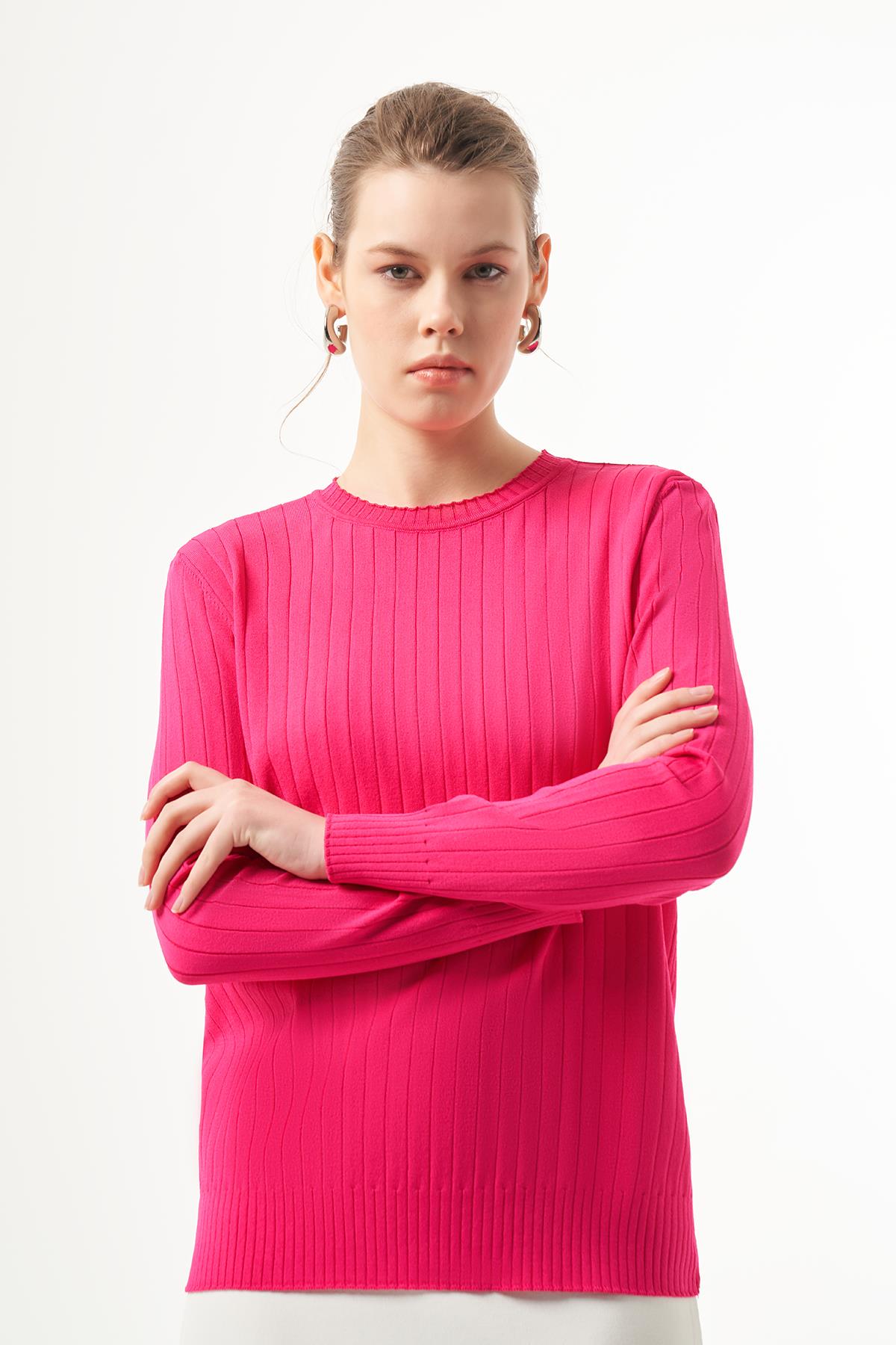 Nuss Merserize Kısa Tunik Bluz 1202 Fuşya