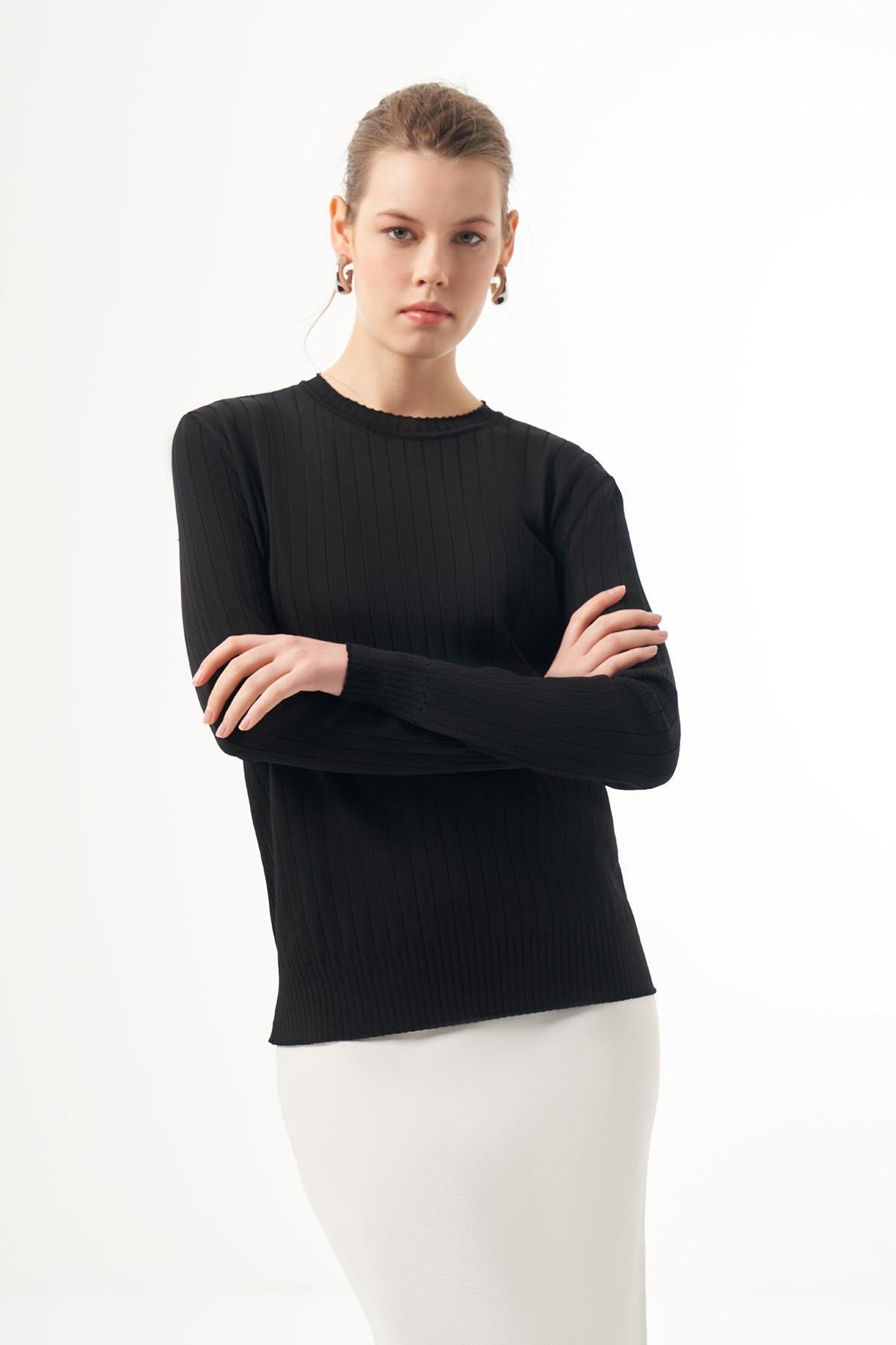 Nuss Merserize Kısa Tunik Bluz 1202 Siyah