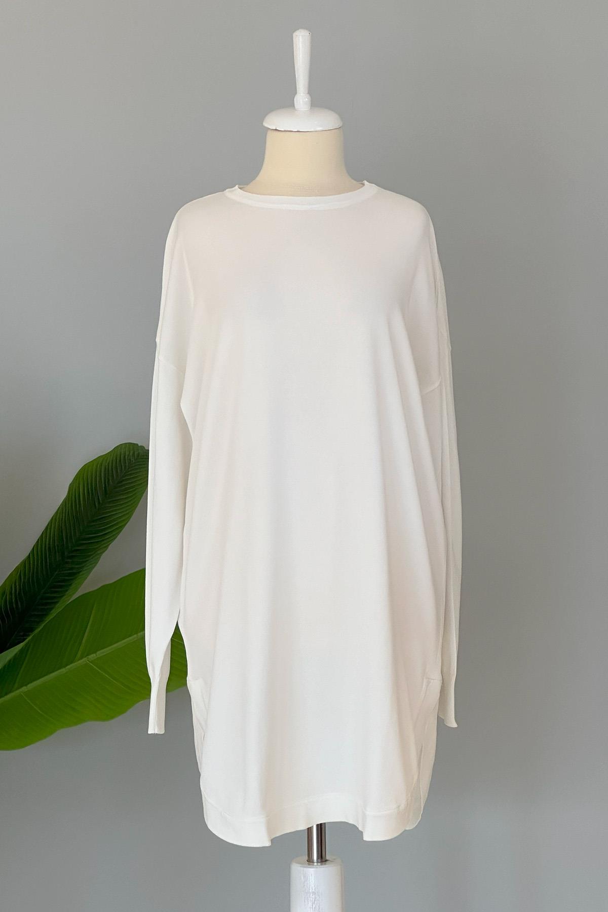 Nuss Merserize Oval Kesim Tunik 1200 Ekru