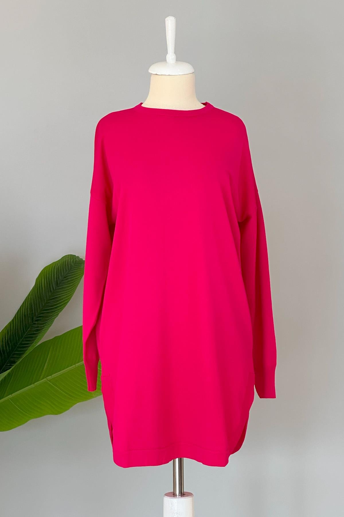 Nuss Merserize Oval Kesim Tunik 1200 Fuşya
