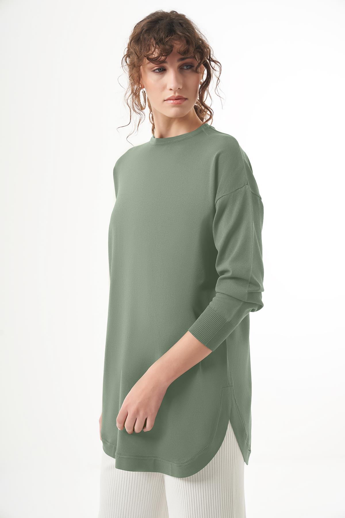 Nuss Merserize Oval Kesim Tunik 1200 Mint Yeşili