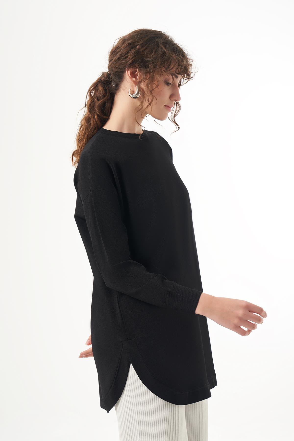 Nuss Merserize Oval Kesim Tunik 1200 Siyah