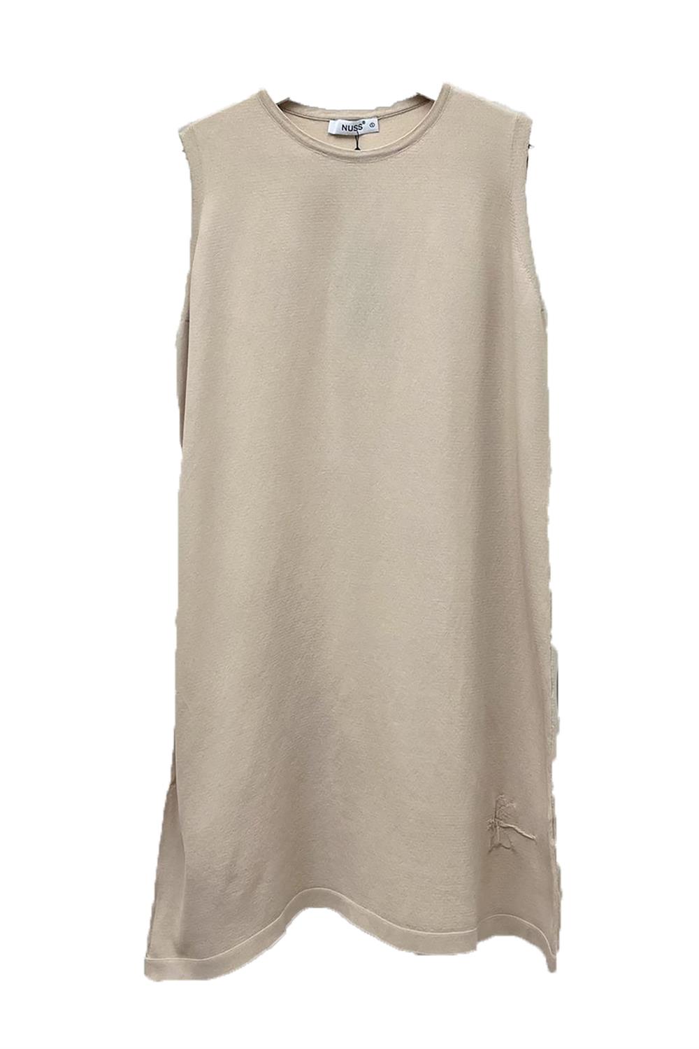 Nuss Merserize Sıfır Kol Triko İçlik Tunik 008 Bej