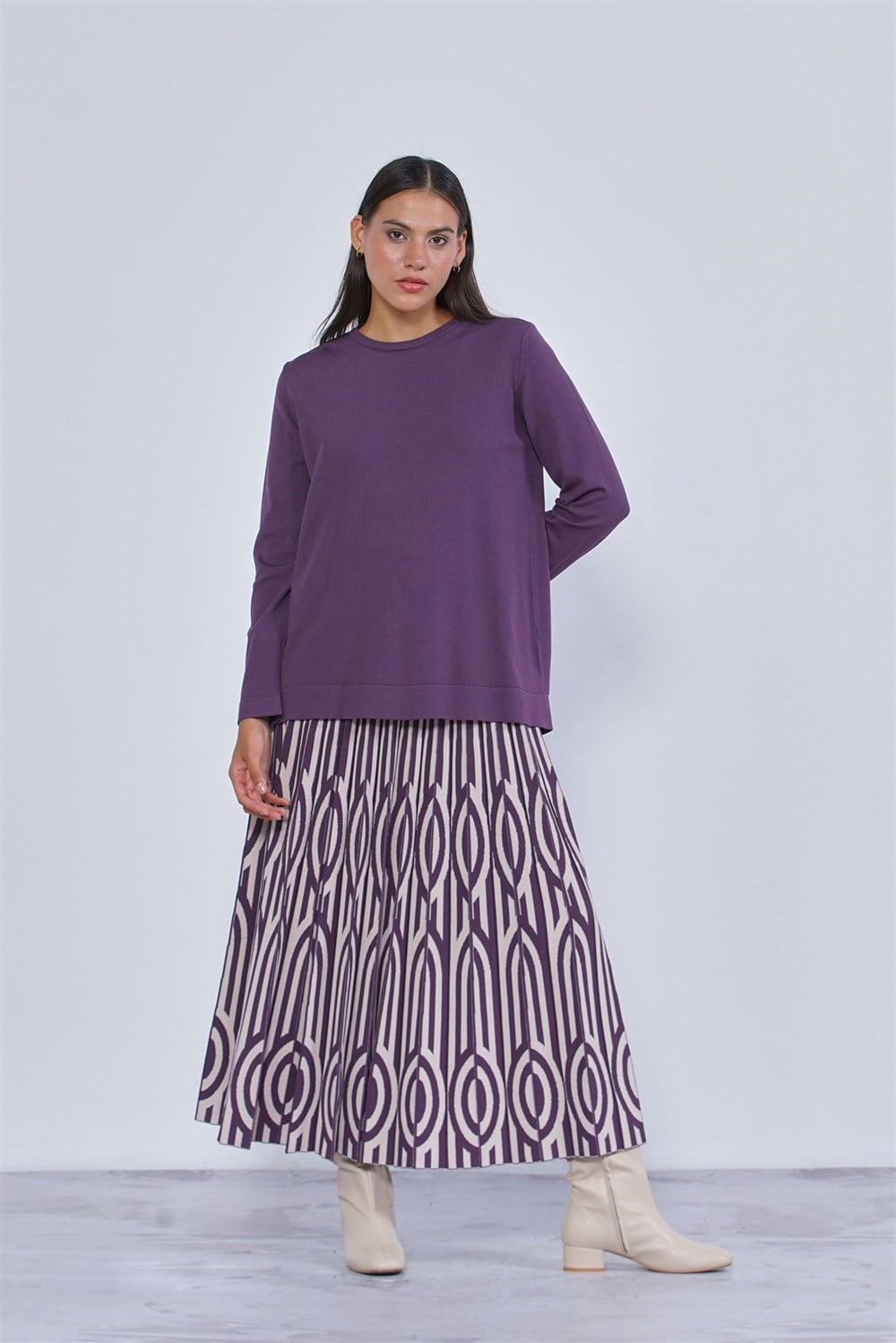 Nuss Merserize Triko Etekli Takım NS-22Y-803TKM Violet