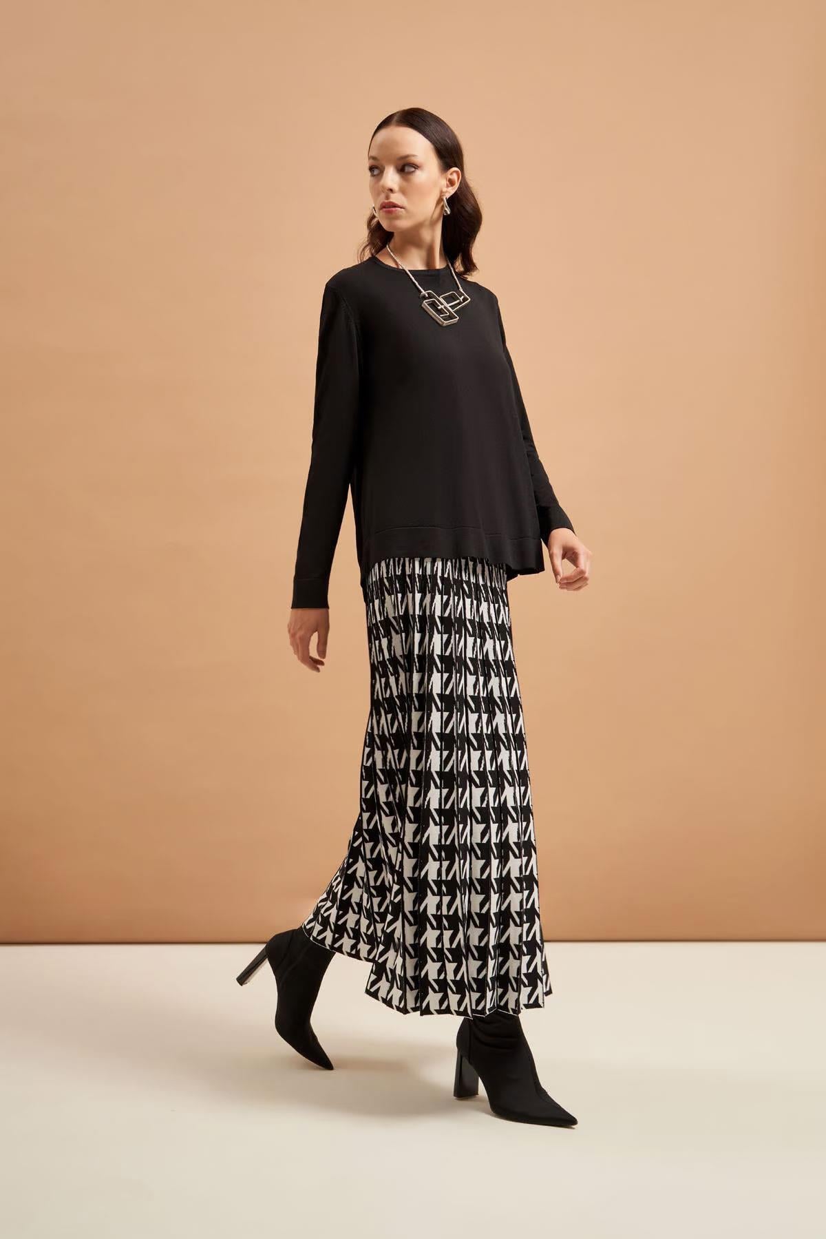 Nuss Merserize Triko Etekli Takım NS-606TKM Siyah