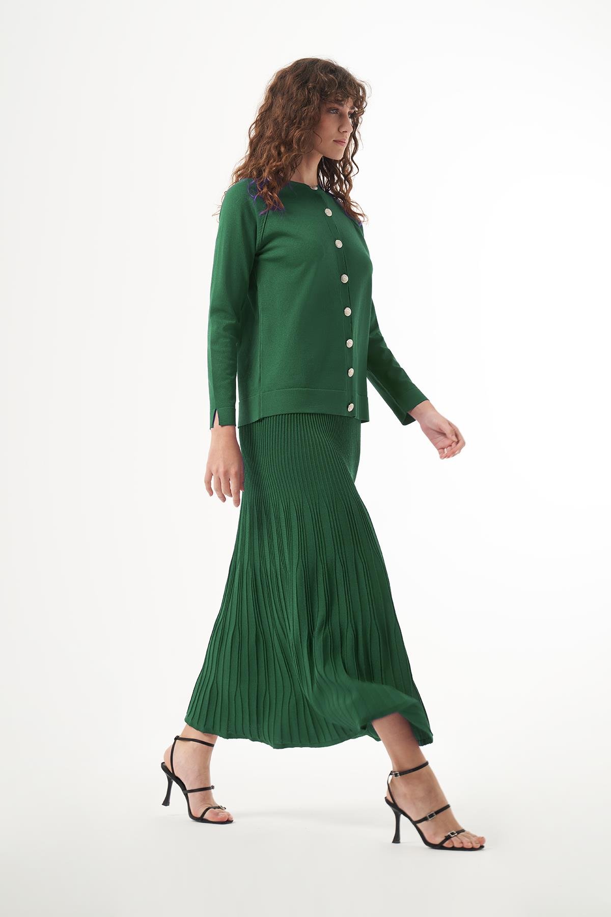 Nuss Merserize Triko Fitilli Etekli Hırka Takım 1300 Benetton