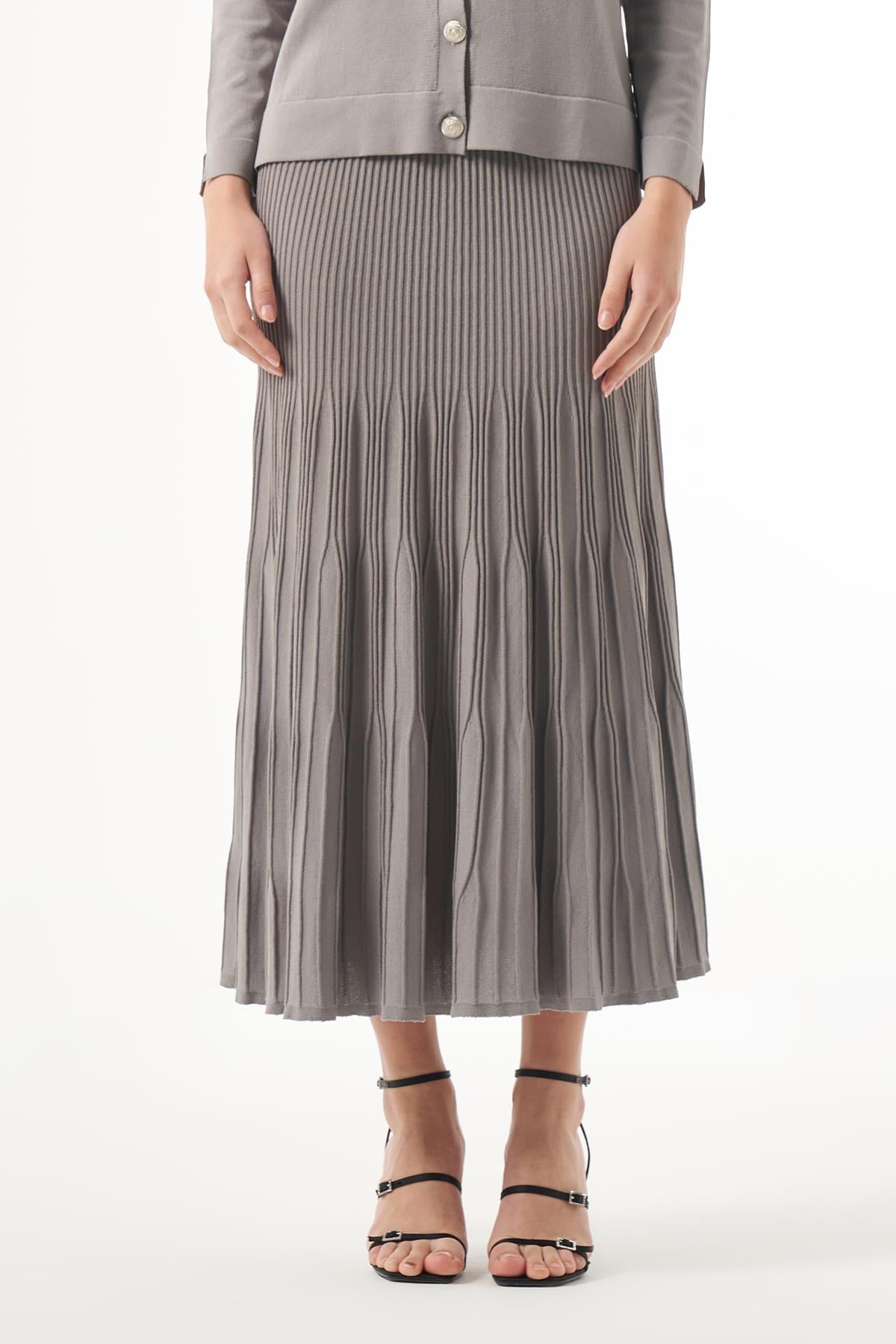 Nuss Merserize Triko Fitilli TEK Etek 1300 Gri