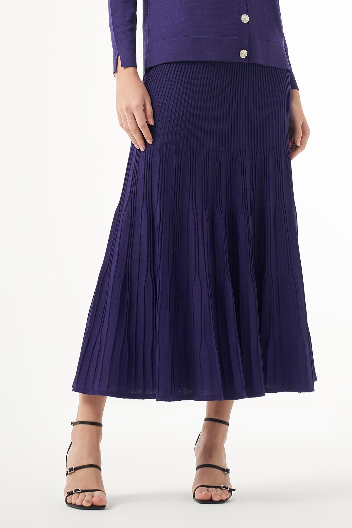 Nuss Merserize Triko Fitilli TEK Etek 1300 Mor